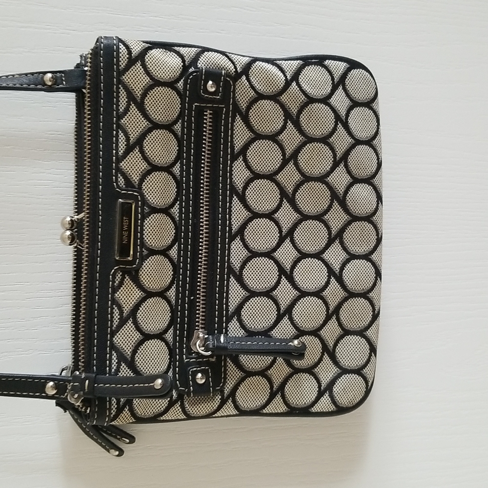 NWT Nine West 9 Jacquard Crossbody Bag Triple Compartment